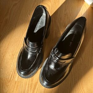 Madden Girl Shiny Black Platform Loafers